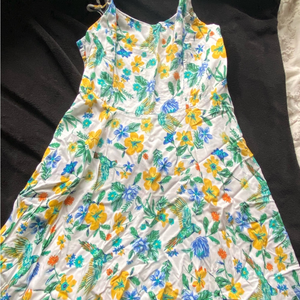 Tropical print midi dress